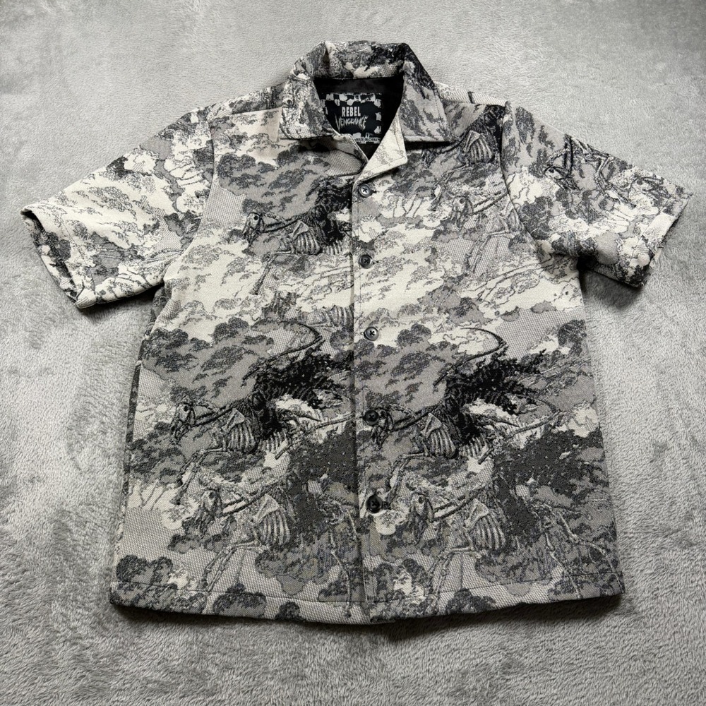 Rebel Vengeance Apocalypse Horseman Shirt Mens Small Tapestry Button Up